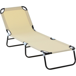 Outsunny Beige Foldable Sun Lounger - Size: 1 Seater - Cream - Wilko - thumbnail 3