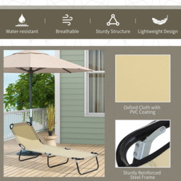 Outsunny Beige Foldable Sun Lounger - Size: 1 Seater - Cream - Wilko - thumbnail 6