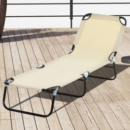 Outsunny Beige Foldable Sun Lounger - Size: 1 Seater - Cream - Wilko