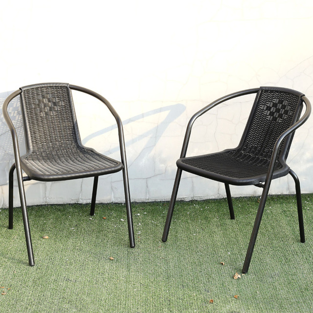 Living and Home Set of 2 Black PE Rattan Stacking Garden Chairs - Size: 2 Seater - Wilko - image 1
