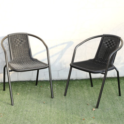 Living and Home Set of 2 Black PE Rattan Stacking Garden Chairs - Size: 2 Seater - Wilko - thumbnail 1