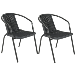 Living and Home Set of 2 Black PE Rattan Stacking Garden Chairs - Size: 2 Seater - Wilko - thumbnail 3