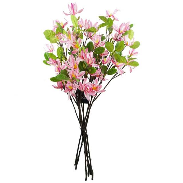 Leaf Pink Magnolia Floral Artificial Spray 6 Pack - Size: 100 x 25 x 20cm - Wilko - image 1