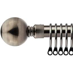 New Edge Blinds 120-210cm Extendable Black Silk Sphere Metal Curtain Pole - Size: 120 - 210cm - Wilko - thumbnail 1