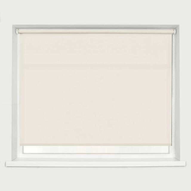 Caecus Straight Edge Roller Blind Natural 180cm - Cream - Wilko - image 1