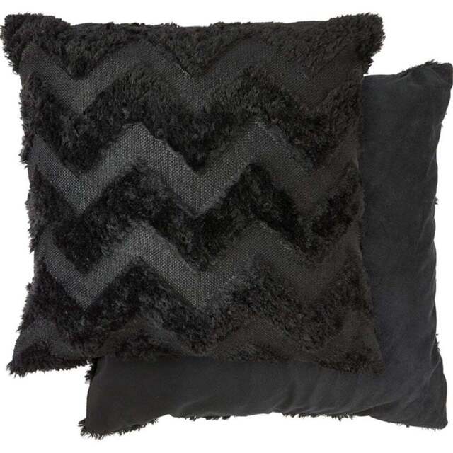 Serene Newton Zig Zag Black Soft Touch Cushion Cover - Size: 43 x 43cm - Wilko - image 1