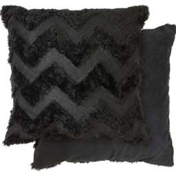 Serene Newton Zig Zag Black Soft Touch Cushion Cover - Size: 43 x 43cm - Wilko - thumbnail 1