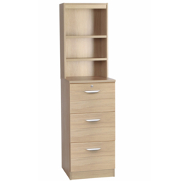 R White Cabinets 3 Drawer 3 Shelf Brown Filing Cabinet with Hutch - Size: 182.8 x 47.9 x 54cm - Wilko - thumbnail 3