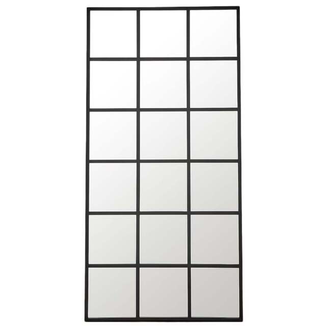 Furniturebox Yuki Black Window Medium Wall Mirror 140 x 70cm - Wilko - image 1