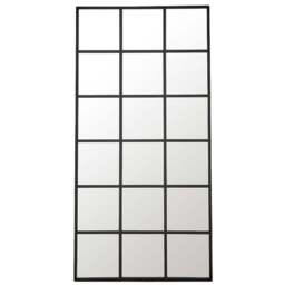 Furniturebox Yuki Black Window Medium Wall Mirror 140 x 70cm - Wilko - thumbnail 1