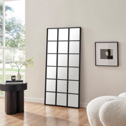 Furniturebox Yuki Black Window Medium Wall Mirror 140 x 70cm - Wilko - thumbnail 7