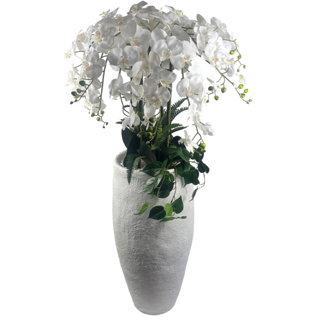 Leaf White Orchid Display Artificial Plant in Pot 5ft - Size: 150 x 80 x 80cm - Pink - Wilko - image 1