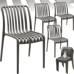 tectake Alcudia Set of 4 Anthracite Stackable Garden Chair - Size: 80.5 x 47 x 58cm - Grey - Wilko - thumbnail 3