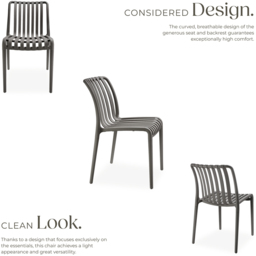 tectake Alcudia Set of 4 Anthracite Stackable Garden Chair - Size: 80.5 x 47 x 58cm - Grey - Wilko - thumbnail 7