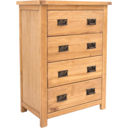 Cabinet Bits Lugo 4 Drawer Antique Wax Brass Drop Handle Chest of Drawers - Brown - Wilko - thumbnail 4