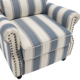 Living and Home Blue Linen Upholstered Recliner Armchair with Footrest and Adjustable Backrest - Size: Single - Wilko - thumbnail 6