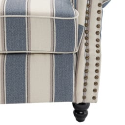 Living and Home Blue Linen Upholstered Recliner Armchair with Footrest and Adjustable Backrest - Size: Single - Wilko - thumbnail 4