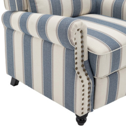 Living and Home Blue Linen Upholstered Recliner Armchair with Footrest and Adjustable Backrest - Size: Single - Wilko - thumbnail 5