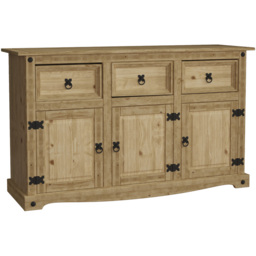 Vida Designs Corona 3 Door 3 Drawer Pine Sideboard - Size: 40 x 125 x 76cm - Brown - Wilko - thumbnail 3