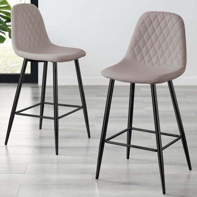 Furniturebox Solara Cappuccino Faux Leather Black Legs Counter Stools Set of 2 - Brown - Wilko - image 1