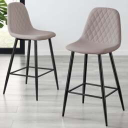 Furniturebox Solara Cappuccino Faux Leather Black Legs Counter Stools Set of 2 - Brown - Wilko - thumbnail 1