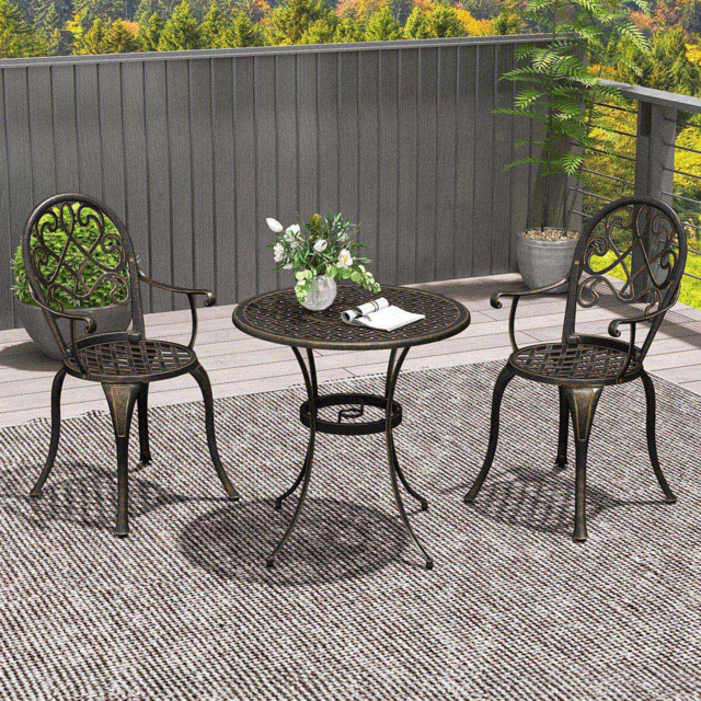Outsunny 2 Seater Bistro Set Bronze Tone - Blonde - Wilko - image 1