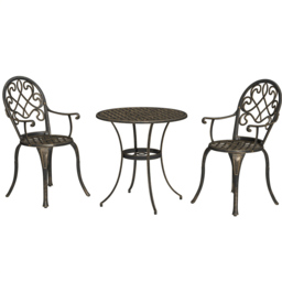 Outsunny 2 Seater Bistro Set Bronze Tone - Blonde - Wilko - thumbnail 3