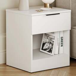 Vida Designs Terga Single Drawer Single Shelf White Bedside Cabinet - Wilko