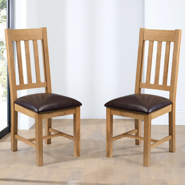 Julian Bowen Astoria Set of 2 Brown and Oak Dining Chair - Wood - Wilko - image 1