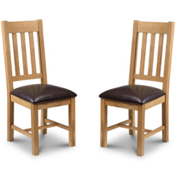 Julian Bowen Astoria Set of 2 Brown and Oak Dining Chair - Wood - Wilko - thumbnail 3