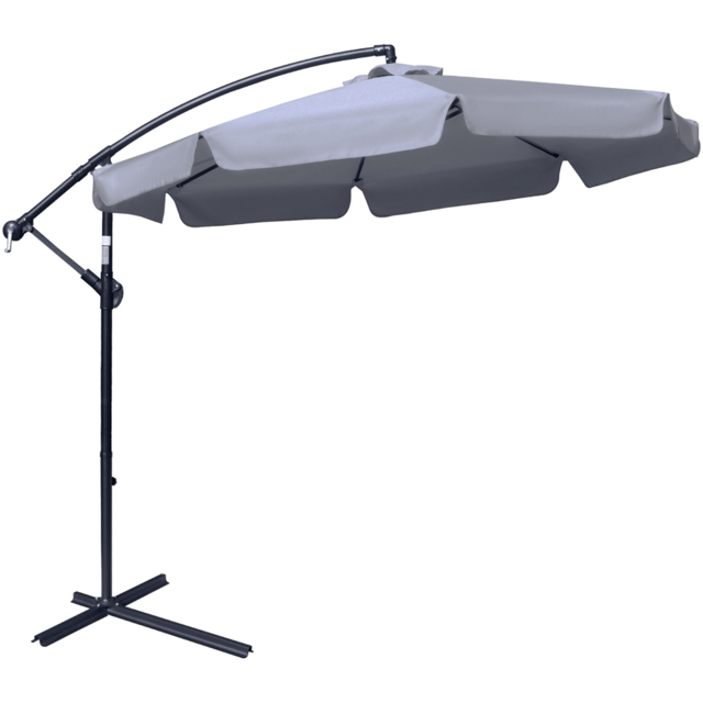 Outsunny Dark Grey Crank Handle Cantilever Banana Parasol with Cross Base 2.7m - Size: 3m - Wilko - image 1