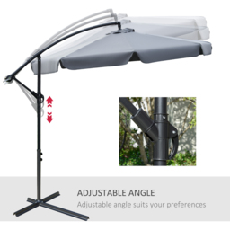 Outsunny Dark Grey Crank Handle Cantilever Banana Parasol with Cross Base 2.7m - Size: 3m - Wilko - thumbnail 6