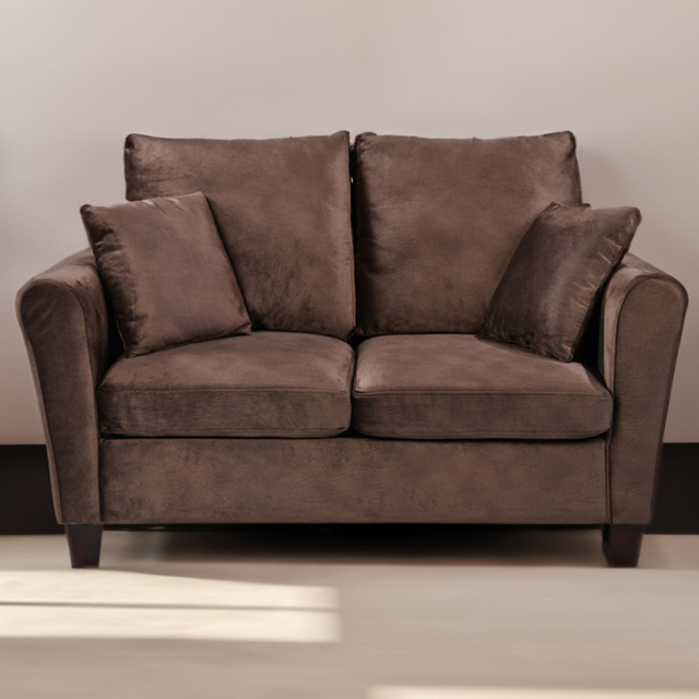 Brooklyn 2 Seater Brown Brushed Velvet Sofa - Wilko - image 1