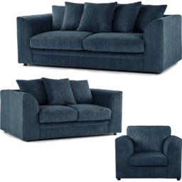 Luxor 6 Seater Navy Blue Jumbo Cord Scatter Back Sofa Suite - Wilko - thumbnail 3