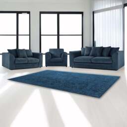 Luxor 6 Seater Navy Blue Jumbo Cord Scatter Back Sofa Suite - Wilko