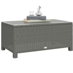Outsunny Light Grey PE Rattan Wicker Glass Top Garden Coffee Table - Size: 39 x 85 x 50cm - Wilko - thumbnail 3