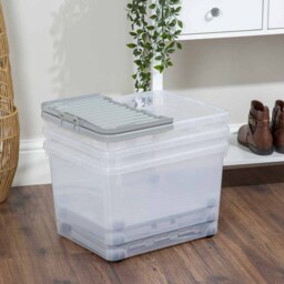 Wham 44L Grey Storage Box with Wheels and Lid 3 Pack - Wilko - thumbnail 3