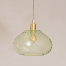 ValueLights Corinne Light Green Glass Spiral Twill Bulbous Pendant Lamp Shade - Size: 20.3 x 31.5 x 31.5cm - Wilko - thumbnail 4