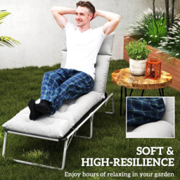 Outsunny Light Grey Sun Lounger Cushion 190 x 56cm - Wilko - thumbnail 6