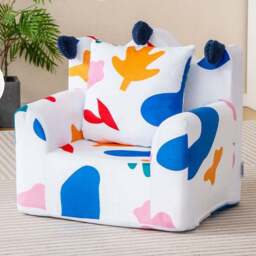 Costway White Kids Armchair with Pillow - Size: 59 x 59 x 46cm - Wilko