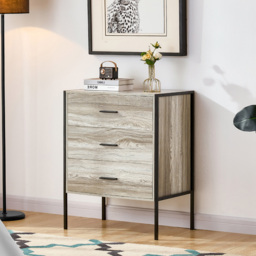 Vida Designs Brooklyn 3 Drawer Grey Rustic Metal Frame Chest of Drawers - Wilko - thumbnail 5