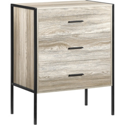 Vida Designs Brooklyn 3 Drawer Grey Rustic Metal Frame Chest of Drawers - Wilko - thumbnail 3