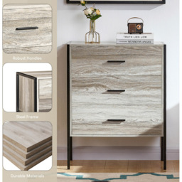 Vida Designs Brooklyn 3 Drawer Grey Rustic Metal Frame Chest of Drawers - Wilko - thumbnail 7