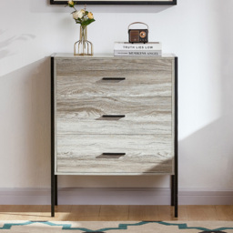 Vida Designs Brooklyn 3 Drawer Grey Rustic Metal Frame Chest of Drawers - Wilko - thumbnail 4