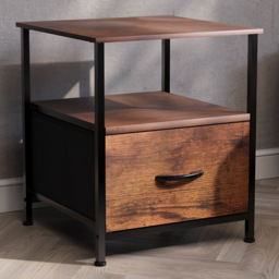 Vida Designs Chorley Single Drawer Single Shelf Rustic Brown Fabric Bedside Table - Wilko