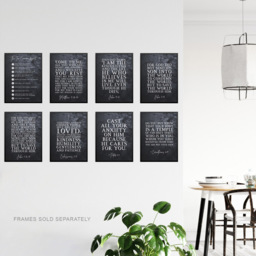 Artery8 Ten Commandments Cast Your Anxiety On Him Lord Scripture Wall Art Print 30 x 41cm 8 Pack - Size: 40.5 x 30.5 x 0.3cm - Black - Wilko - thumbnail 4