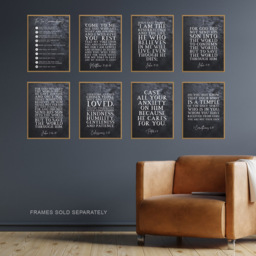 Artery8 Ten Commandments Cast Your Anxiety On Him Lord Scripture Wall Art Print 30 x 41cm 8 Pack - Size: 40.5 x 30.5 x 0.3cm - Black - Wilko - thumbnail 3