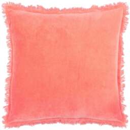furn. Gracie Coral Velvet Fringed Cushion - Size: 45 x 45 cm - Multi - Wilko - thumbnail 1