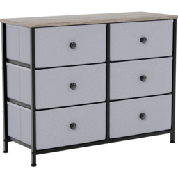 Vida Designs Chorley 6 Drawer Beige and Grey Wood Fabric Chest of Drawer - Brown - Wilko - thumbnail 3