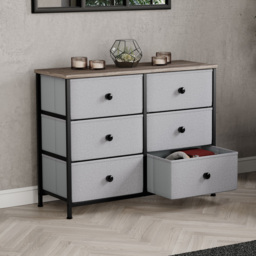 Vida Designs Chorley 6 Drawer Beige and Grey Wood Fabric Chest of Drawer - Brown - Wilko - thumbnail 5